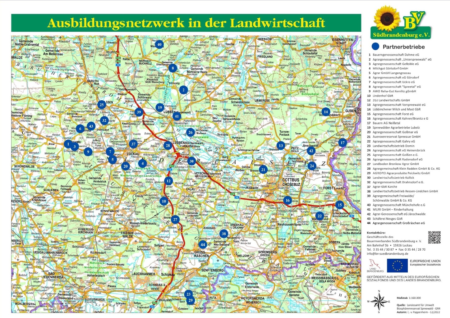 Karte der Ausbildungsbetriebe in grünen Berufen